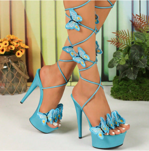 European And American Patent Leather Sandals High Heel And Sexy